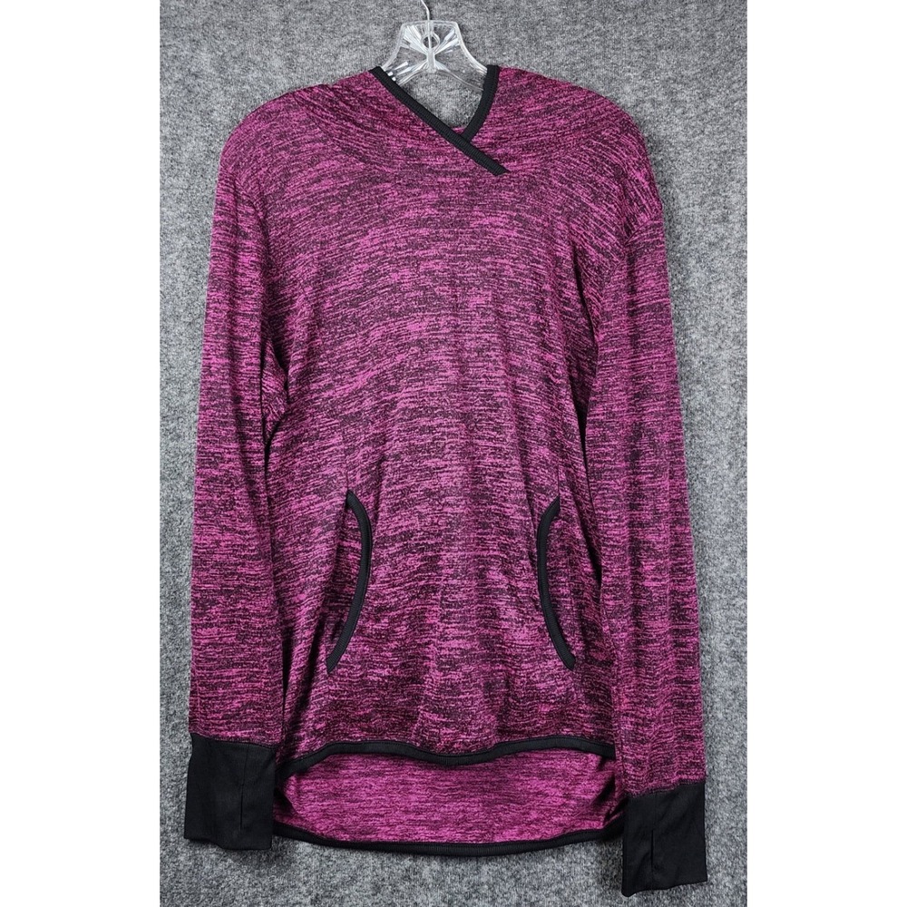 RBX Active Hoodie Women XL Purple Space Dye Thumbhole High-Low‎ Pullover